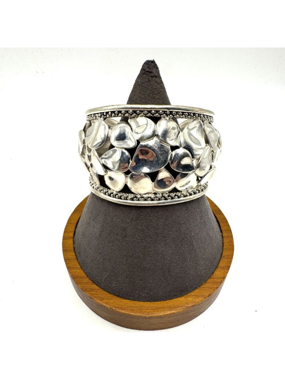 Michael Dawkins Sterling Silver 925 Abstract Pebbled Cuff Bracelet Size Small